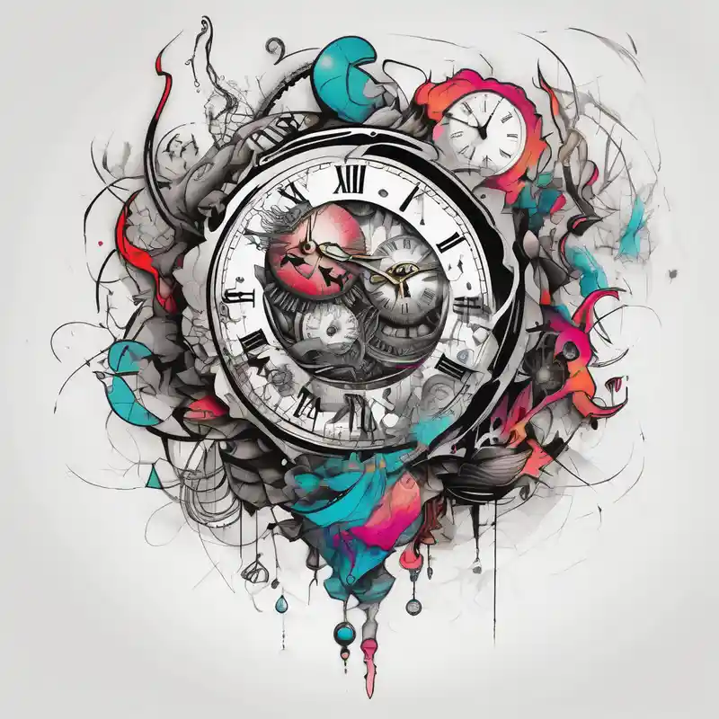 Clock tattoos for arm half sleeve tattoos for men – Surréaliste, Couleurs vives